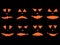 Set of scary Halloween faces. Carve scary pumpkin faces. Festive Halloween design for posters, banners and greeting cards. Vector