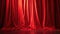 Set the scene with a red curtain slightly ajar on the stage of a theater or cinema. Ai Generated