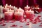 set of scented candles arranged in heart shapes, creating a romantic and aromatic ambiance for Valentine\\\'s. AI Generated