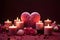 set of scented candles arranged in heart shapes, creating a romantic and aromatic ambiance for Valentine\\\'s. AI Generated