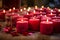 set of scented candles arranged in heart shapes, creating a romantic and aromatic ambiance for Valentine\\\'s. AI Generated