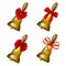Set of school bells with red bows