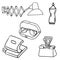 Set of school busines equipment doodle icons