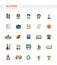 Set of school, college line flat design icons and
