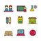 Set of school related vector illustration, set of school related icon