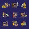 Set with school subjects icons for design. Vector