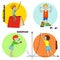 Set of school subjects vector round design