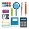 set of school supplies elementary to study