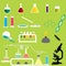 Set of Science Chemicals Research and Experiment Laboratory Vectors and Icons