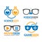 Set of science geek and movie geek and game geek logo template