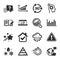 Set of Science icons, such as Bar diagram, Fast recovery, Pyramid chart symbols. Vector