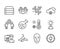 Set of Science icons, such as Chemistry lab, Weather thermometer, Safe time. Vector