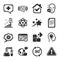 Set of Science icons, such as Face accepted, Idea head, Atom symbols. Medical chat, Document, Web timer signs. Vector