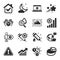 Set of Science icons, such as Medical help, Medical syringe, Cogwheel symbols. Vector