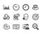 Set of Science icons, such as Technical info, Line graph, Time management. Vector