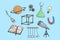 Set of scientific physics and chemistry icons