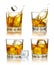 Set of scotch whiskey glasses isolated
