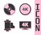 Set Screen tv with 4k, CD or DVD disk, Camera vintage film roll cartridge and 4k Ultra HD icon. Vector