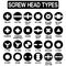 Set of screw head icon single color