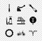 Set Screwdriver, Bicycle brake, wheel tire, handlebar, air pump and parking icon. Vector