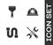 Set Screwdriver and wrench, Putty knife, Industry pipe and Worker safety helmet icon. Vector