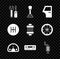 Set Screwdriver and wrench spanner, Gear shifter, Car door, Speedometer, Audio, muffler, and air filter icon. Vector