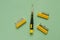A set of screwdrivers for precision work on green background
