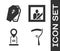 Set Scythe, Coffin with cross, Location grave and Mourning photo frame icon. Vector