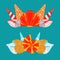 Set of sea crowns from seashells on blue background. Vector text separators. Delimiters with sea molluscs and snails with boho