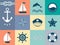 Set of sea and nautical labels, badges.