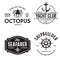 Set of sea and nautical typography badges and design elements. Templates for company logo