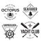 Set of sea and nautical typography badges and design elements. Templates for company logo