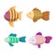 Set of sea, ocean animals. Different color tropic fishes.