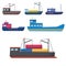 Set of sea ships, yachts, marine transport.