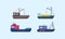 Set of sea ships, yachts, marine transport.