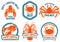 Set of seafood, lobster, crab meat isolated on white background. Design elements for logo,label, emblem, sign.