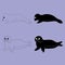 Set of seal pups lying in different poses. Outline and simple style vector illustration. Isolated design element