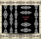 Set seamless border lace ribbons decoration elements white on black