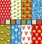 Set seamless christmas pattern santa stag toys