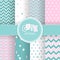 Set with seamless cute geometric patterns