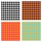 Set of seamless duotone textile patterns. Chekered ornament houndstooth, hounds tooth check, hound`s tooth, dogstooth, dogtooth.