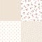 Set of seamless floral and geometric pink and beige patterns. Vector illustration.