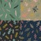 Set of seamless floral pattern. Abstract print for fabric, wrapping paper and other surfaces. Botanical pattern of leaves and