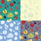 Set of seamless fruit and berry pattern.