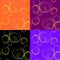 Set seamless geometric pattern stylish, multicolor circles of bright fluorescent colors on different backgrounds, design of