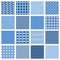 Set of seamless geometric patterns in blue