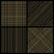 Set of seamless hatch patterns. Gold hatch on black background