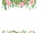 Set of seamless horisontal floral patterns. Branches of roses on a white background. Vector borders