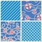 Set of Seamless nautical patterns on blue background