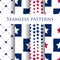 Set of seamless patriotic pattern with blue stars